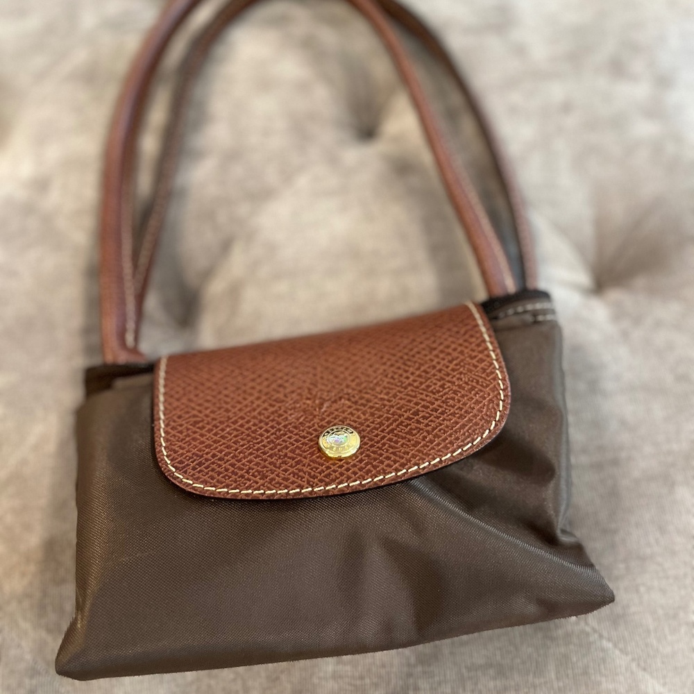 Longchamp Le Pliage Small  (LONG STRAPS) Tote Shoulder Bag- BROWN Nylon